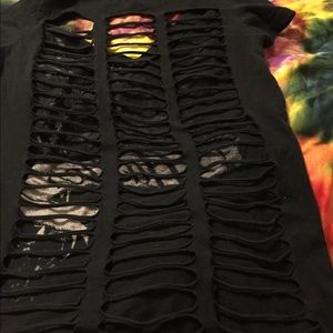 Hustler shredded back T